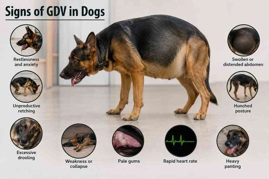 canine gdv, signs of GDV in dogs, Bloat and Stomach Twisting in Dogs