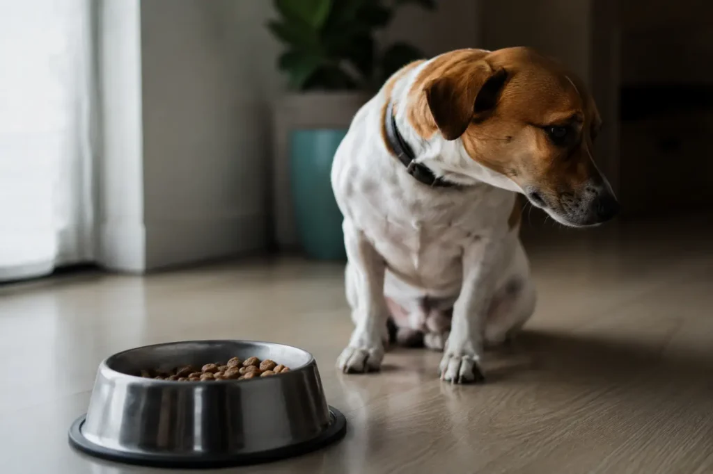 why is my dog not eating , dog food, sad dog, loss of appetite